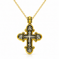 Gold-Plated Sterling Silver Byzantine Cross Necklace – Graduation Gift with Crucifix & Archangels, 20” Chain, Christian Keepsake of Faith & Protection