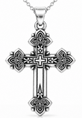 Sterling Silver 925 Cross Necklace – Classic Christian Pendant with 20” Italian Chain, Gold-Plated Accent, Gift Pouch Included (Catholic, Orthodox, Christian)