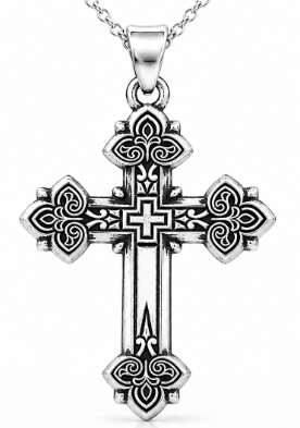 Sterling Silver 925 Cross Necklace – Classic Christian Pendant with 20” Italian Chain, Gold-Plated Accent, Gift Pouch Included (Catholic, Orthodox, Christian)