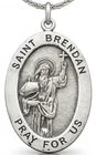 Sterling Silver Saint Brendan 20" Medal on an Chain Handmade in USA Gift Boxed