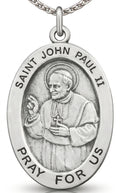St John Paul II Steling Silver Medal on a Chain Catholic Saint Medallion Handmade in USA Gift Boxed