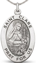 Sterling Silver Saint Clare Medal on an Chain Handmade in USA Gift Boxed