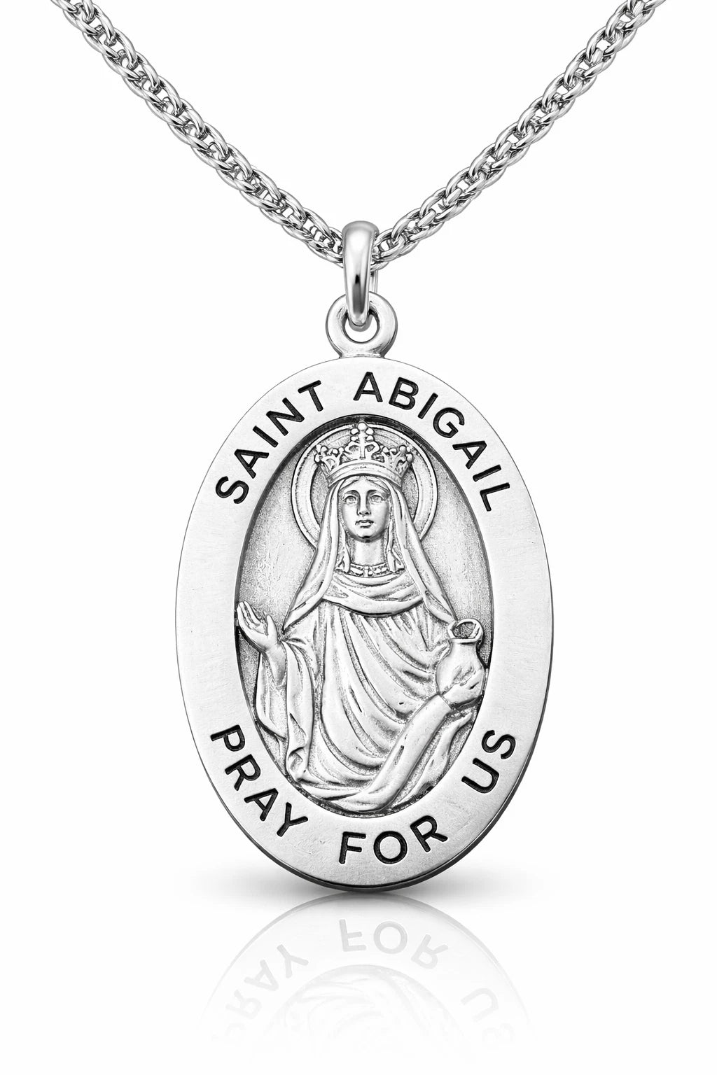 St Abigail Sterling Silver Medal on a Stainless Steel Chain Handmade in USA Gift Boxed