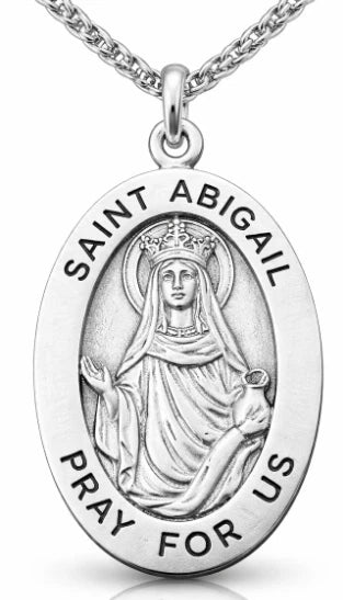 St Abigail Sterling Silver Medal on a Stainless Steel Chain Handmade in USA Gift Boxed