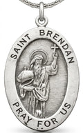 Sterling Silver Saint Brendan 20" Medal on an Chain Handmade in USA Gift Boxed