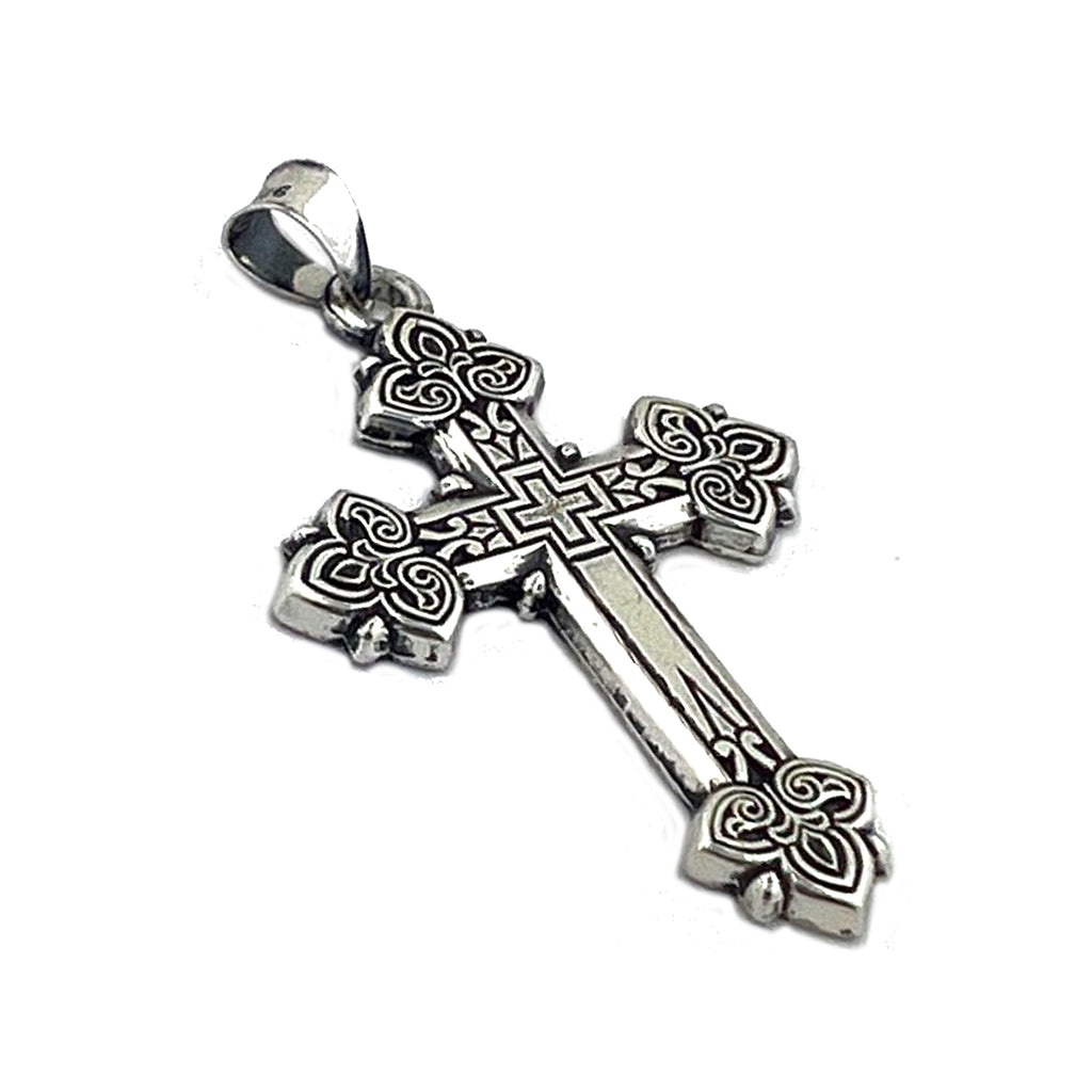 Sterling Silver 925 Cross Necklace – Classic Christian Pendant with 20” Italian Chain, Gold-Plated Accent, Gift Pouch Included (Catholic, Orthodox, Christian)